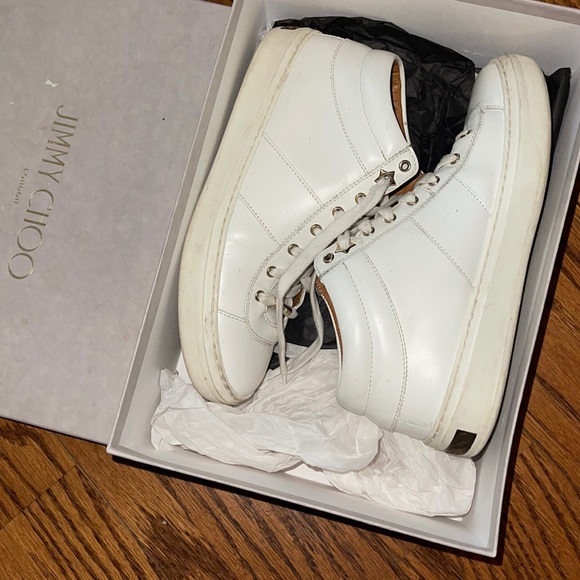 Jimmy Choo Shoes Used Jimmy Choo Bells White Sneakers Size 65